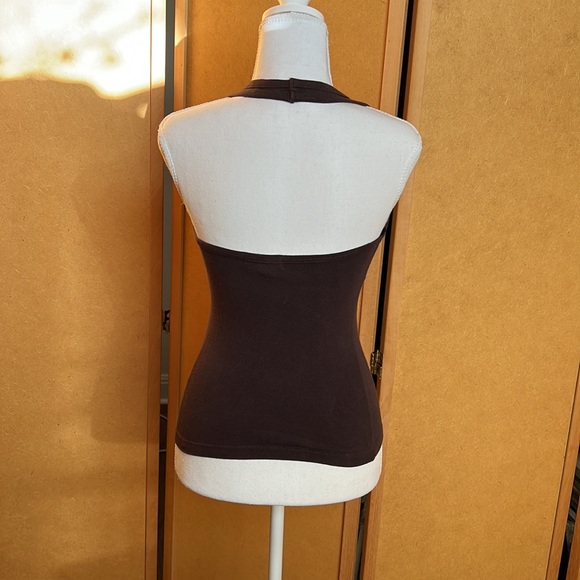 Brown Cotton Spandex stretch halter top (S) by Rampage - Picture 3 of 5